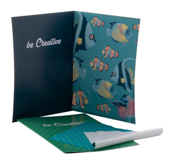 cartolina con panno pulizia occhiali